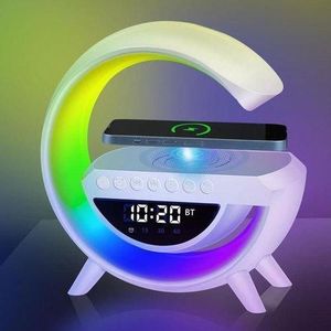 Haut-parleur Bluetooth portable avec lumière, Chargeur de téléphone sans fil, alarme intelligente