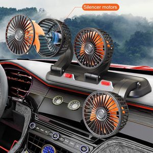 Ventilateur de voiture à 3 têtes, ventilateur de refroidissement à Air Portable, ventilateur électrique silencieux, Rotation à 360 degrés avec 2 vitesses de vent pour téléphone