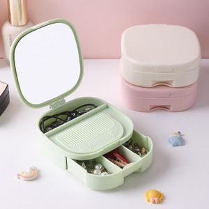 Boîte à Bijoux Portable avec Miroir et Compartiments – Organisateur Multifonction pour Accessoires