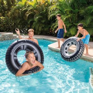 Bouée gonflable en forme de pneu pour piscine et plage, accessoire de natation ludique pour enfants, grand anneau flottant résistant pour jeux aquatiques été