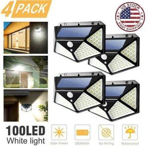 pack 4 Lampes Solaires Extérieur 100 LED avec Détecteur de Mouvement