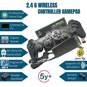 Console de jeux vidéo 4K HD avec contrôleur sans fil 2.4G et 3000 jeux classiques - Supporte le jeu en double, 35 heures d'autonomie