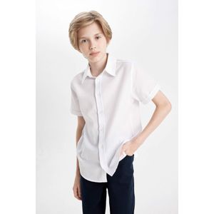 Defacto قميص بولو ابيض للمدرسه نص كم قصة عادية