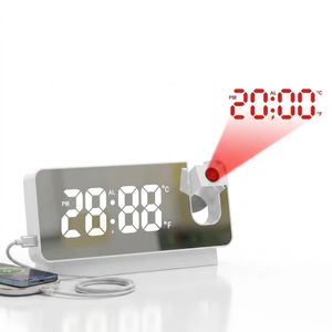 Horloge Réveil Projecteur LED 180° Intelligent - Écran Miroir & Chargeur USB