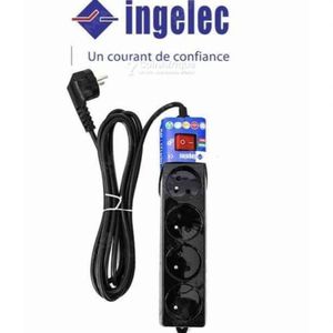 Ingelec Rallonge Multi-Prises - 3 Ports 2P+Terre 1.5m - Noir - 1713/1 à  prix pas cher