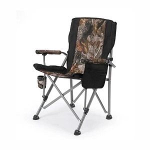 Chaise Pliante de Camping avec Accoudoirs, Porte-Gobelet et Poche de Rangement – Fauteuil Pliable pour Camping, Pêche, Jardin et Pique-Nique
