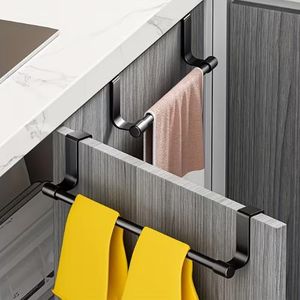 حامل مناشف المطبخ من الفولاذ الأسود