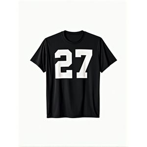 T-shirt de sport de basketball 27 pour hommes - T-shirt de fitness, design spectaculaire numéro 27, vêtements de sport décontractés - Haut à manches courtes et col rond, T-shirt de sport pour hommes, Haut de sport pour hommes, T-shirt graphique 2D