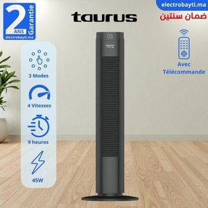 Taurus Ventilateur Colonne New Babel Digital, 45 W, 4 vitesses, 3 Modes, minuterie  jusqu’à 9h avec télécommande