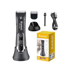 Kemei Tondeuse Électrique Sans Fil Résistante à l'Eau pour Corps et Zones Sensibles-Ecran LCD