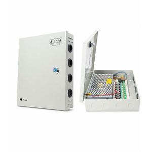 Boîtier d'Alimentation CCTV 12V 10A 120W 9 Sorties avec Protection par Fusibles