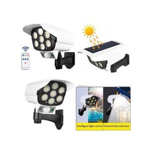 Lampe solaire Faux Camera avec telecommande + détecteur de mouvement, Projecteur LED à Énergie Solaire