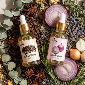 Bio Huile de Girofle 50 ml et Huile de Oignon 50 ml rituel beauté naturel du Maroc