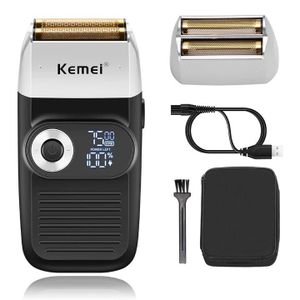 Kemei KM-2026 Rasoir Électrique Homme Rechargeable USB – Double Grille Flottante, Écran LCD, Étanche Wet & Dry
