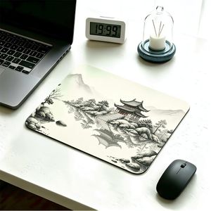 لوحة ماوس صغيرة بدون قفل، مطبوعة بتقنية الطباعة الرقمية ثنائية الأبعاد، بتصميم صيني جديد، تتضمن مناظر طبيعية بالحبر، وبحيرة، وقلب، وبرج، وجناح، مطبوعة، مناسبة للكمبيوتر، والمكتب، وطاولة العمل، توفر جوًا هادئًا وأدبيًا.