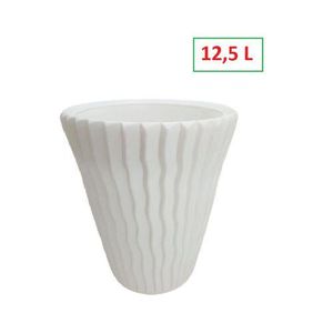 pot de fleurs rond en Plastique 12,5 litres, blanc