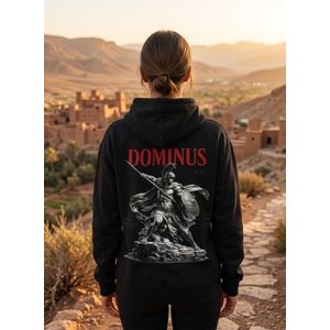 General Sweat à capuche unisexe noir, 1 pièce, manches longues, imprimé chevalier médiéval au dos