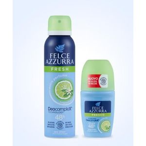 Felce Azzurra Déodorant Spray(150ml)+Déodorant roll-on(50ml) Bergamote & Aloe vera-sans alcool-anti taches