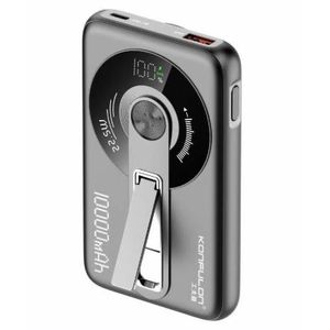 Konfulon Batterie externe magnétique sans fil M22W 10 000 mAh, charge sans fil 15 W, charge rapide PD 20 W et QC 22,5 W, port USB-C 18 W, support intégré, compatible iPhone, téléphone et idéale pour les voyages.
