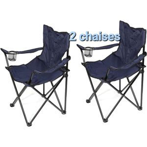 Pack 2 Chaises de camping pliantes, légères, pour patio, jardin, plage, pêche