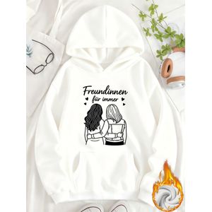 Sweat à capuche pour femme Best Friends avec poche, doublure et imprimé graphique bicolore avec lettres