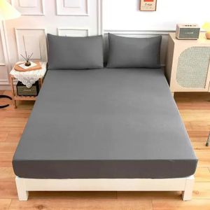 Drap Housse - gris+ 2x taie d'oreiller - Bonnets 30 cm pour Matelas Épais -Microfibre brossée