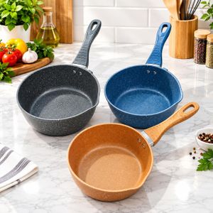 Set de 3 Casseroles Antiadhésives Effet Granité – 16, 18 et 20 cm