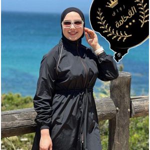 Burkini Femme Moderne – Ensemble Maillot de Bain Pudique avec Veste et Pantalon-Noir