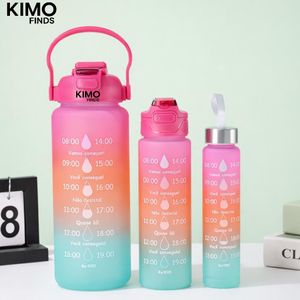 Kimo FINDS Lot de 3 Bouteilles d’Eau Sport Dégradées 2000ml + 750ml + 250ml – Gourdes Fitness, Gym, Course & Cyclisme