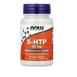 Now 5-HTP, 50 mg, 30 capsules végétarienne, soutenir les neurotransmetteurs , favoriser une humeur positive.
