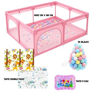 Parc Bébé PLAYPEN Complet  180x150cm, Tapis de Jeu, + 50 Balles + TAPIS D EAU