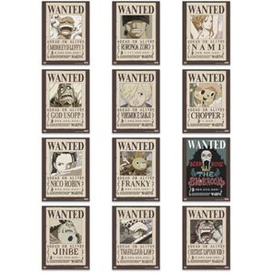 Affiche One - Piece Wanted Posters - One - Piece - Lu-ffy - Lot de 12 posters