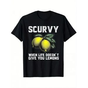 T-shirt humoristique pour homme sur le caborocus avec jeu de mots sur les citrons - Slogan "Quand la vie ne vous donne pas de citrons, prenez de la vitamine C", coupe décontractée, col ras du cou, manches courtes avec tranche de citron et imprimé façon 