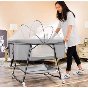 Lit bébé pliable portable, berceau de voyage avec moustiquaire intégrée, lit bébé double position fixe ou à bascule, avec panier de rangement, berceau sécurisé et confortable pour maison et déplacement