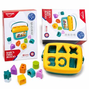 Baby’s First Blocks – Jeu de Tri et d’Encastrement pour Bébé, 16 Blocs Colorés avec Boîte de Rangement, Jouet Éducatif Montessori pour Reconnaissance des Formes, Couleurs et Motricité Fine, Dès 18 Mois
