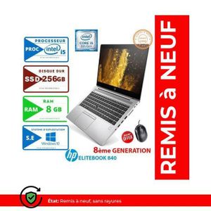Hp PC PORTABLE  ELITEBOOK 840 G5 8ÉME GÉN-CORE I5-8Go-256 Go SSD-Remise à neuf