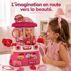 Set de Maquillage 2-en-1 – Bus Coiffeuse pour Enfants