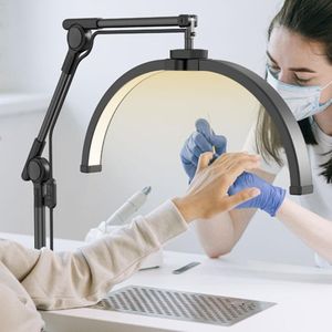 Lampe professionnelle à LED Lumière demi-lune pour extensions de cils, vernis à ongles et tatouage Lampe de manucure Beauté Soins de la peau Cils Plafonnier Anneau LED pour salon  multi-usages F550B