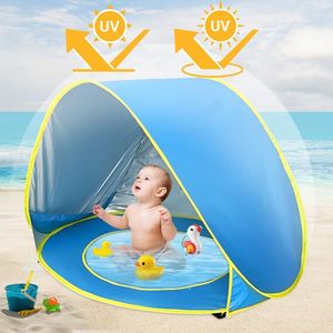 Tente de Plage Bébé & Mini Piscine Anti-UV - Abri Solaire Pop-Up, Accessoires de Plage, Tente de Jeux et Natation pour Nourrissons