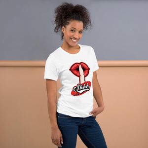 Shhh Lips Graphic T-Shirt, Trendy Aesthetic Tee, Red Lips Shirt, Fashion Graphic Tee, Cute Streetwear Top, Minimalist Lip Design Shirt