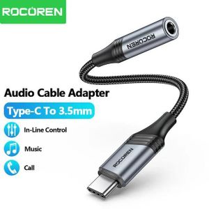 ROCOREN USB C to 3.5mm Jack Audio Aux Cable Male To Female Headphone Adapter Type C To 3.5 mm Converter