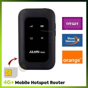 Azami Tech Hotspot WiFi Mobile 4G LTE Modem Routeur Portable avec Carte SIM  Jusqu’à 10 utilisateurs 150 Mbps