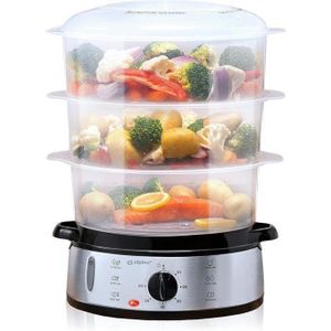 Cuiseur vapeur électrique à trois niveaux - BPA libre, en acier inoxydable, facile à nettoyer, pour repas sains