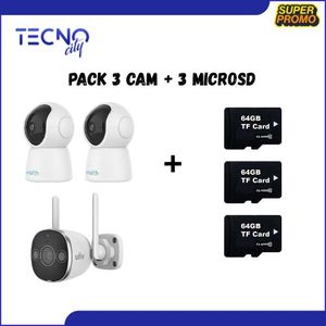 Uniview Pack 3 camera sans fil WiFi 2 Intérieure + 1 exterieur 3MP Uniarch + 3 Carte memoire
