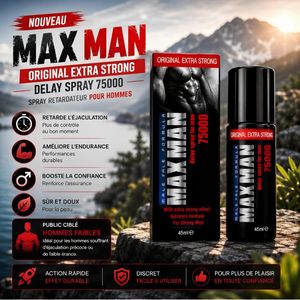 (MAX SPRAY MAN 75000) بخاخ تأخير القذف للرجال، بخاخ مزيل للحساسية للتحكم في القذف وإطالة مدة الجماع، سريع المفعول، خالٍ من العطور، 45 مل.