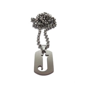 Chaine Maille Boule 2.4mm Plaque Militaire Avec Lettre J (Taille Petite) - Acier Inoxydable