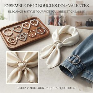 10 Anneaux Métalliques pour Foulards et Vêtements – Clips Élégants pour Foulards en Soie, Robes, T-Shirts et Châles, Accessoires de Mode Réutilisables