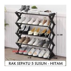 PORTE-CHAUSSURES EN FORME DE Z - 5 COUCHES-NOIR