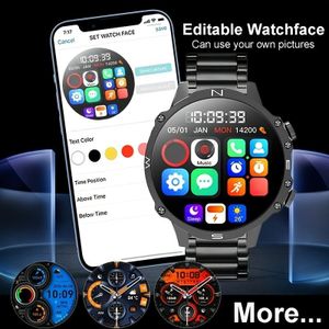 Montre connectée de sport tendance 2026, compatible avec iPhone et Android, style moderne, cadeau de fêtes pour hommes/femmes/amis/proches/parents, noir