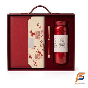 Coffret Cadeau Rouge Élégant avec Stylo & Thermos – Set Premium Idéal Cadeau - Maroc